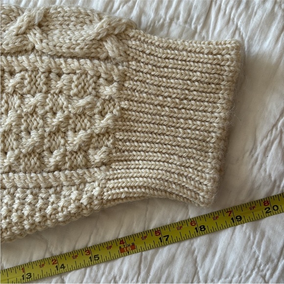 Vintage Wool Aran Sweater Cardigan Cream - Picture 8 of 16
